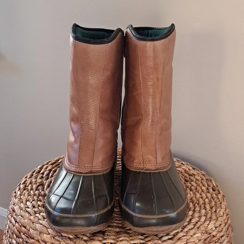 Orvis Mens Vintage Insulated/Waterproof Duck Boots Brown Leather/Rubber Zipper 9